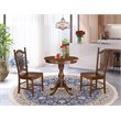 Pemberly Row 3-Piece Wooden Round Dining Set with Chairs in Mahogany