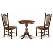 Pemberly Row 3-Piece Wooden Round Dining Set with Chairs in Mahogany