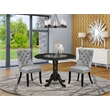 Pemberly Row 3-Piece Kitchen Table Set with Faux Leather Seats in Black