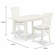 Pemberly Row 3-Piece Dining Set with Wood Table and Fabric Chairs in Linen White