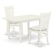 Pemberly Row 3-Piece Dining Set with Wood Table and Fabric Chairs in Linen White
