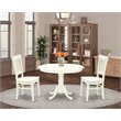 Pemberly Row 3-Pc Dining Set with Slatted Chairs and Pedestal Table in White