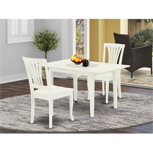 Pemberly Row Norfolk 3-Piece Wood Dining Set with Slatted Back in White