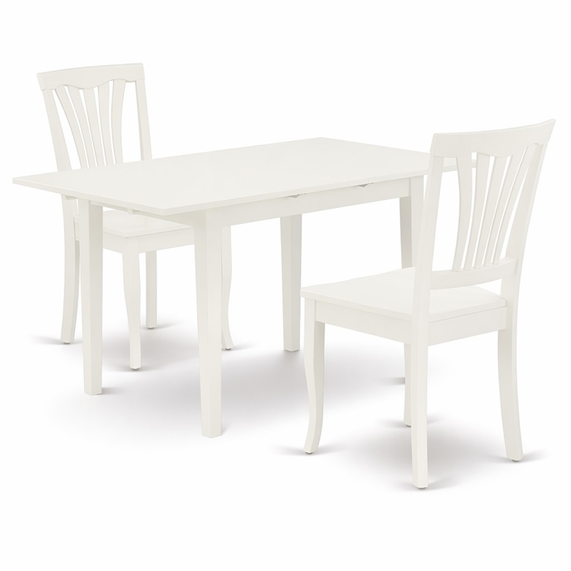 Pemberly Row Norfolk 3-Piece Wood Dining Set with Slatted Back in White