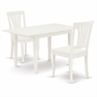 Pemberly Row Norfolk 3-Piece Wood Dining Set with Slatted Back in White