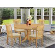 Pemberly Row 5-Piece Wood Dining Set in Oak with Linen Seats
