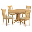 Pemberly Row 5-Piece Wood Dining Set in Oak with Linen Seats