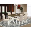 Pemberly Row 7-Piece Dinette Set Wood Construction Cream Linen Fabric