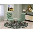 Pemberly Row Faux Leather Parson Dining Chair Set of 2 Willow Green Rubberwood