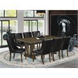 Pemberly Row V-Style 9-Piece Wood Dining Set in Distressed Jacobean