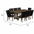 Pemberly Row V-Style 9-Piece Wood Dining Set in Distressed Jacobean