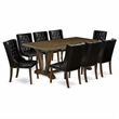 Pemberly Row V-Style 9-Piece Wood Dining Set in Distressed Jacobean