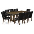 Pemberly Row V-Style 9-Piece Wood Dining Set in Distressed Jacobean