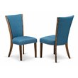 Pemberly Row Set of 2 Fabric Upholstered Dining Chairs in Brown/Blue
