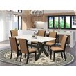 Pemberly Row X-Style 7-Piece Wood Dining Set in Black and Light Sable