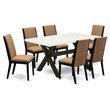 Pemberly Row X-Style 7-Piece Wood Dining Set in Black and Light Sable