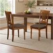 Pemberly Row Set of 2 Fabric Mid-Century Dining Chairs in Saddle Brown