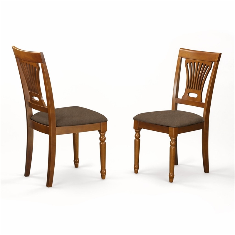Pemberly Row Set of 2 Fabric Mid-Century Dining Chairs in Saddle Brown