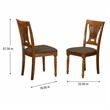 Pemberly Row Set of 2 Fabric Mid-Century Dining Chairs in Saddle Brown
