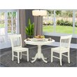 Pemberly Row 3-Piece Wood Dining Set with Pedestal Base in Linen White