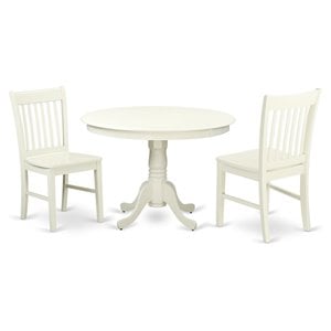 Pemberly Row 3-Piece Wood Dining Set with Pedestal Base in Linen White
