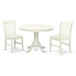 Pemberly Row 3-Piece Wood Dining Set with Pedestal Base in Linen White
