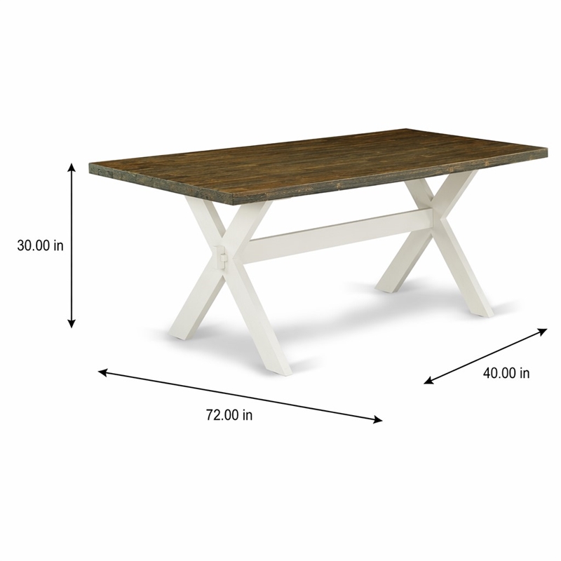 Pemberly Row X-Style Rectangular Wood Dining Table in White and Brown