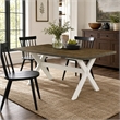 Pemberly Row X-Style Rectangular Wood Dining Table in White and Brown