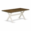 Pemberly Row X-Style Rectangular Wood Dining Table in White and Brown