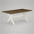 Pemberly Row X-Style Rectangular Wood Dining Table in White and Brown