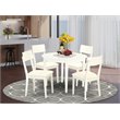 Pemberly Row Boston 5 Pc Dining Set with Faux Leather Chairs in Linen White