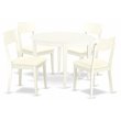 Pemberly Row Boston 5 Pc Dining Set with Faux Leather Chairs in Linen White