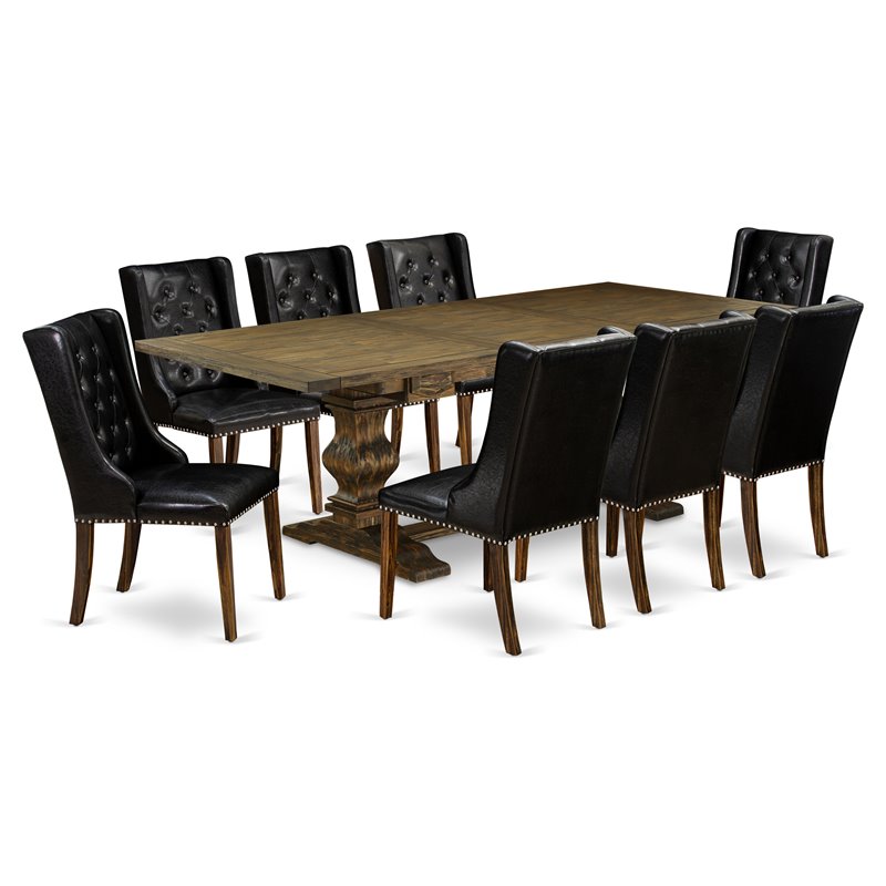 Pemberly Row 9-Piece Dining Set in Jacobean Brown and Black
