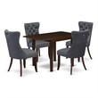 Pemberly Row 5-Piece Mahogany Kitchen Dining Set with Platinum Gray Chairs