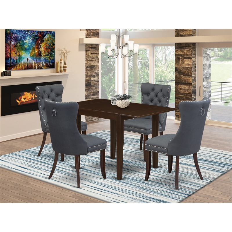 Pemberly Row 5-Piece Mahogany Kitchen Dining Set with Platinum Gray Chairs