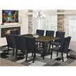 Pemberly Row 9-Piece Wood Kitchen Set in Distressed Jacobean and Black