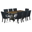 Pemberly Row 9-Piece Wood Kitchen Set in Distressed Jacobean and Black