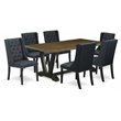Pemberly Row 7-Piece Wood Dining Set in Distressed Jacobean and Black
