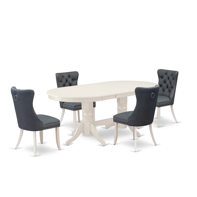 Pemberly Row 5-Piece Dining Set in Linen White/Platinum Gray