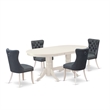 Pemberly Row 5-Piece Dining Set in Linen White/Platinum Gray