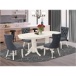 Pemberly Row 5-Piece Dining Set in Linen White/Platinum Gray