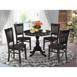 Pemberly Row 5-Piece Wood Dining Set with Round Table in Black