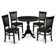 Pemberly Row 5-Piece Wood Dining Set with Round Table in Black