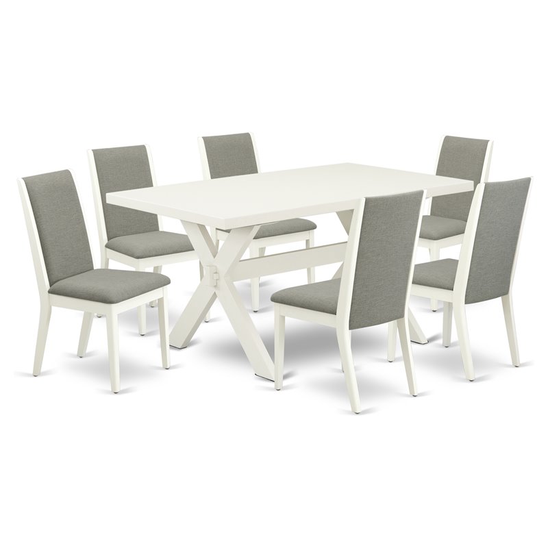 Pemberly Row 7-Pc Wood Dining Set in Linen White/Shitake