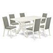 Pemberly Row 7-Pc Wood Dining Set in Linen White/Shitake
