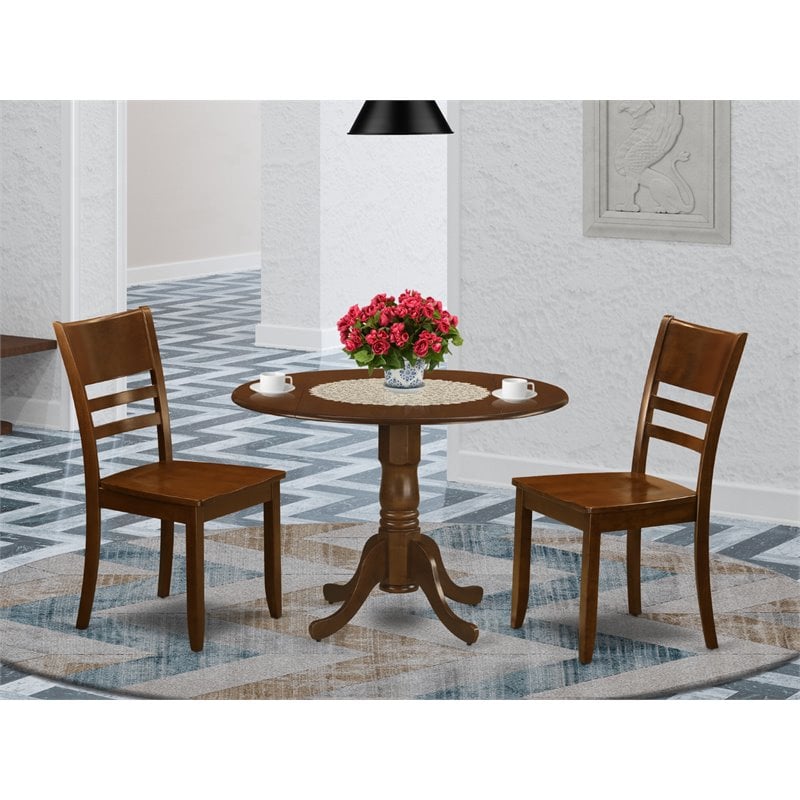Pemberly Row Dublin Dining Table and Ladder Back Chairs in Espresso Wood