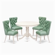 Pemberly Row 5-Piece Dining Set with Faux Leather Chairs in Linen White