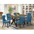 Pemberly Row 7-Piece X-Style Dining Set in Jacobean and Black