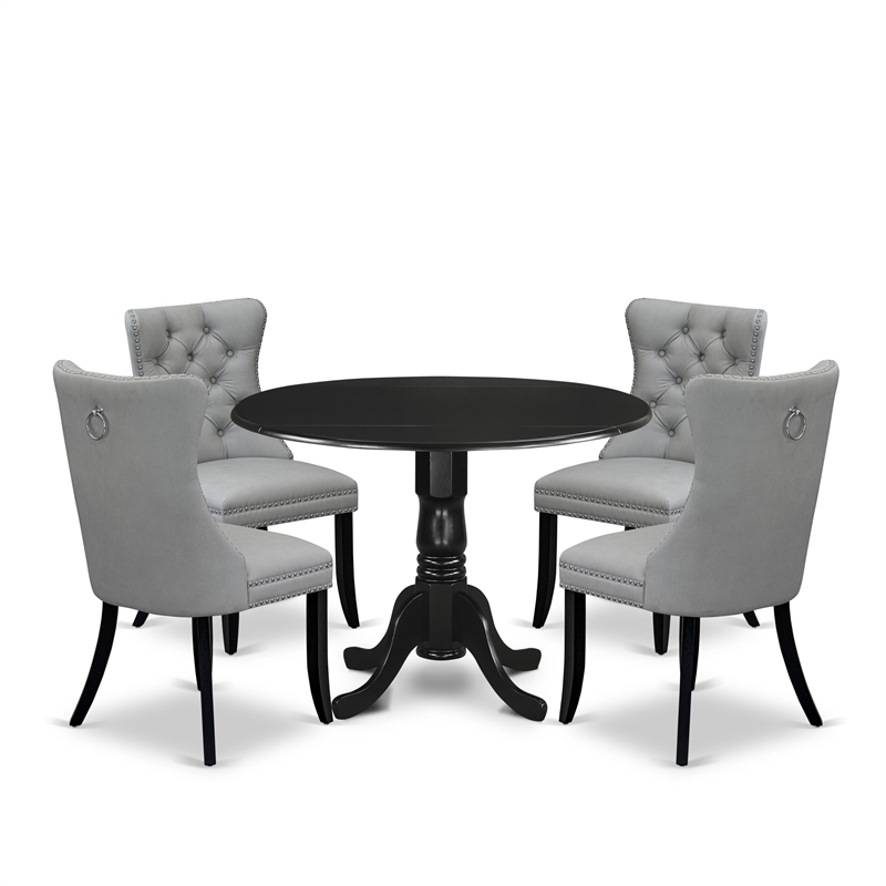 Pemberly Row 5-Piece Dining Table Set with Black Table & Gray Chairs