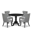 Pemberly Row 5-Piece Dining Table Set with Black Table & Gray Chairs